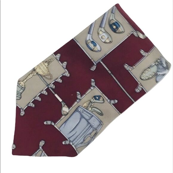Wembley Golfers Tie Maroon Tan - Picture 5 of 5
